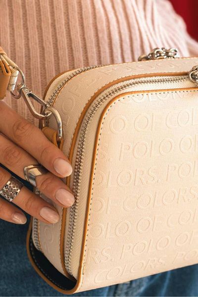 H&D COLLECTİON Πολύχρηστο ανάγλυφο τυπωμένο κουτί 2 διαμερισμάτων Μοντέλο μακρύ λουράκι ώμου και χιαστί τσάντα 2005