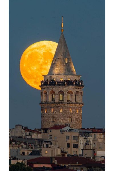pixartsanat Pixart Art Diamond Mosaic Painting of Galata Tower Moon in Front 40X60