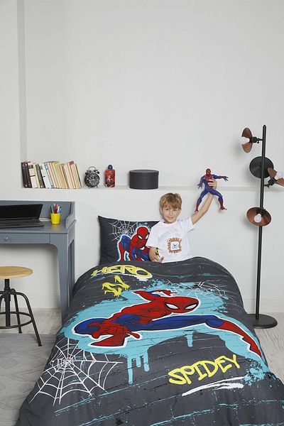 Özdilek Disney Spiderman Street Single Duvet Cover Set - Gray