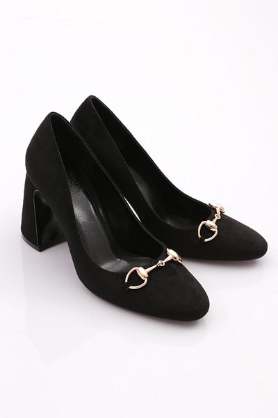 DGN Tocuri înalte pentru femei din piele intoarsa neagra - cu accesorii din fier 91863236