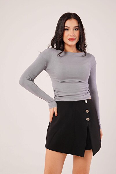 Hipo Trend Yan Naborano antracit bluza sa širokim ovratnikom