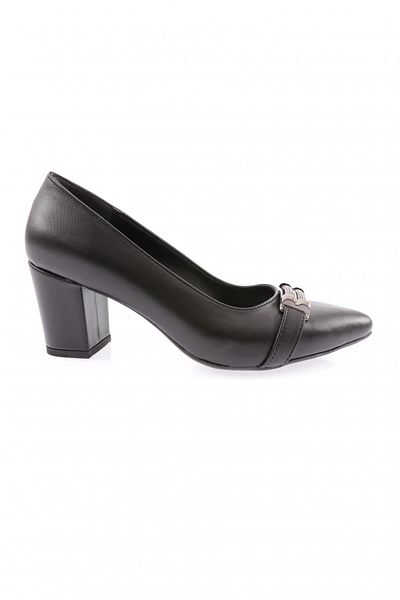 DGN Black Silver Stone Pointed Toe Heeled Shoes - Laser 7282328