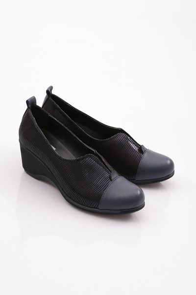 DGN Women's Rubber Detailed Wedge Sole Comfort Shoes Navy Blue 34423