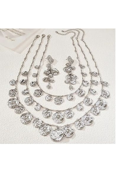 mos&more 3 Pieces Sterling Silver Women Necklace Earrings Set