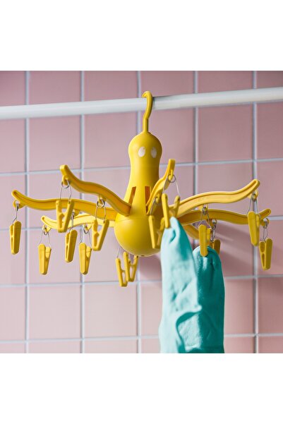 erorex Hanging dryer 16 clothes pegs, yellow