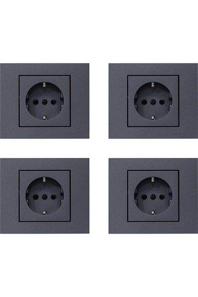OVİVO Ovivo Grano Smoked Earthed Socket with Frame 4 Pieces