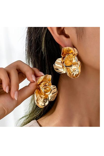 mos&more Silver Big Flower Women Earrings
