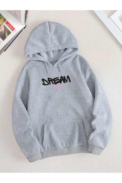 De Carte سويت شيرت بقلنسوة كاجوال موسمي مطبوع من DREAM للجنسين