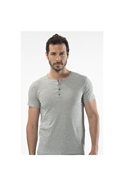 Cacharel 1308 Короткий рукав чоловічий футболка з 1308 ґудзиками - Сірий меланж