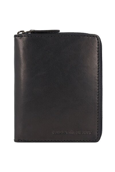 Greenburry Pure Black Geldbörse RFID Schutz Leder 10,5 cm