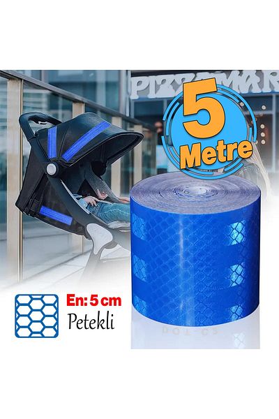 Badem10 Blue 5 Meters 5 cm Reflective Warning Tape Strip Tape