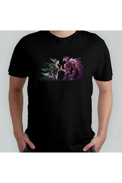 Pixxa Rakan & Xayah LOL - Μπλουζάκι από 100% βαμβακερό λαιμόκοψη Μοντέλο 1