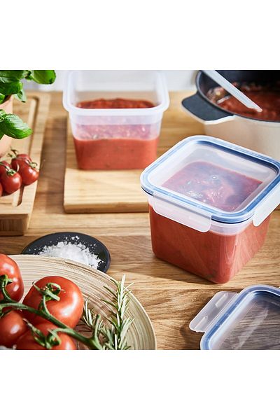 erorex Food container with lid, square/plastic, 1.4 l