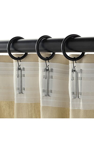 erorex Curtain ring with clip and hook, black, 38 mm