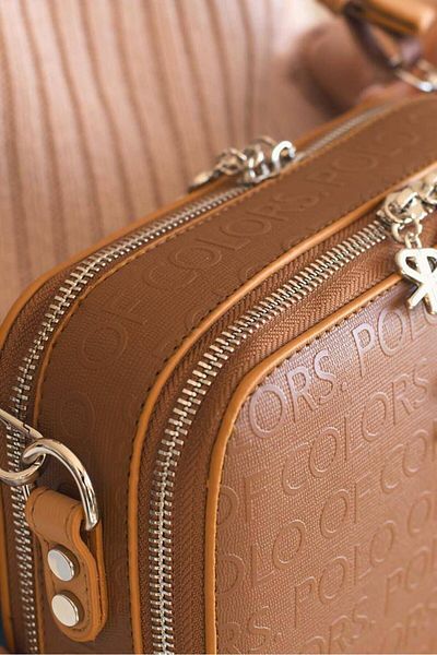 H&D COLLECTİON Πολύχρηστο ανάγλυφο τυπωμένο κουτί 2 διαμερισμάτων Μοντέλο μακρύ λουράκι ώμου και χιαστί τσάντα 2005