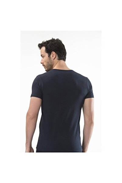 Cacharel 1306 V-подібний комір, короткий рукав, чоловіча футболка - темно-синій