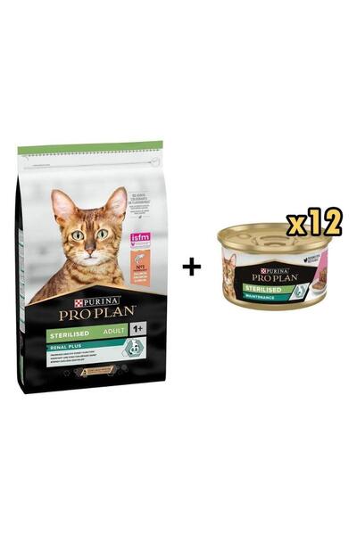 Pro Plan Somonlu Kısırlaştırılmış Kedi Maması 3 Kg + 12 Adet Proplan Sterilised Ton ve Somonlu Kısır
