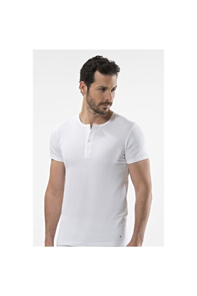 Cacharel 1308 Короткий рукав чоловічий футболка з 1308 ґудзиками - Білий