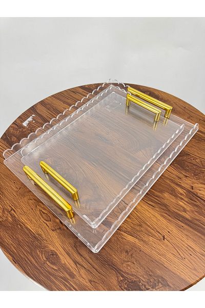 Living 2-Piece Transparent Serving Tray Set