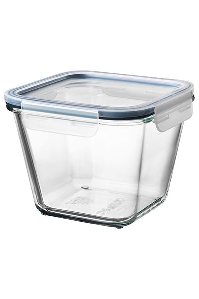 erorex Food container with lid, square glass/plastic, 1.2 l