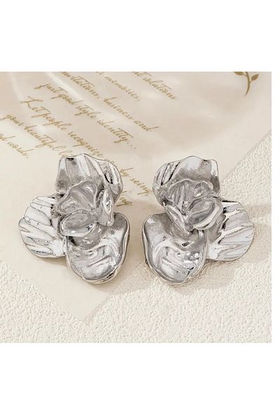 mos&more Silver Big Flower Women Earrings