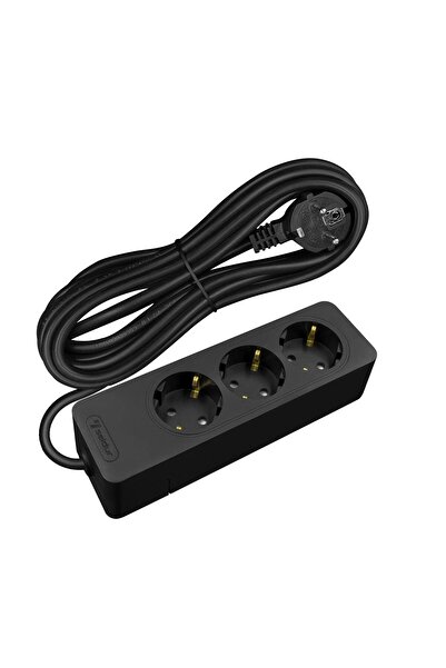 SELDUR Grup Priz 3'lü Topraklı 5 Metre Siyah