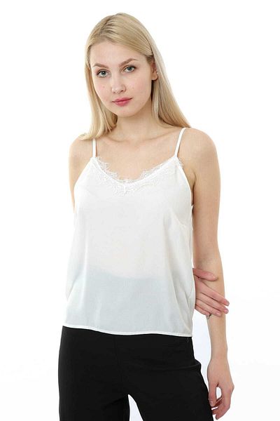 Pitti Woman White Rope Strap Lace Singlet 10182