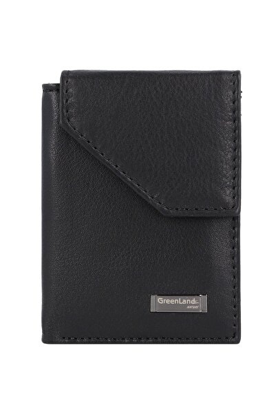 Greenland Nature Schwarze Nappa-Geldbörse RFID-LED 7 cm