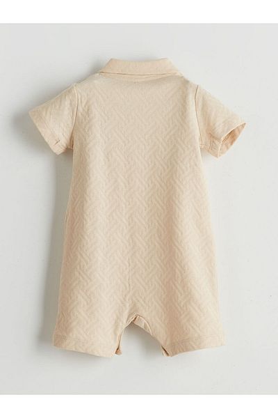 LC Waikiki Lcw Baby Beige Crew Neck Cotton Baby Boy Romper