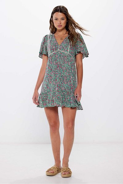 Springfield Short Printed Lace Inserts Dress