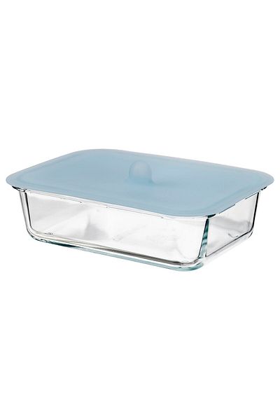 erorex Food container with lid, rectangular glass/silicone, 1.0 l