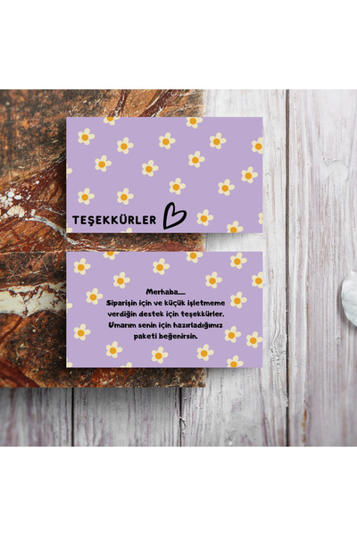 Sumicorn Design Çiçek Desenli Çift Taraflı Işletme Teşekkür Kartı,thank You C...