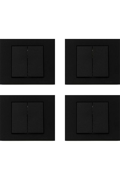 OVİVO Ovivo Grano - Black Grounded 4 Pieces Socket Frame