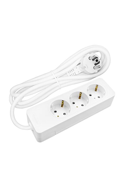 SELDUR Grup Priz 3'lü Topraklı 2 Metre Beyaz