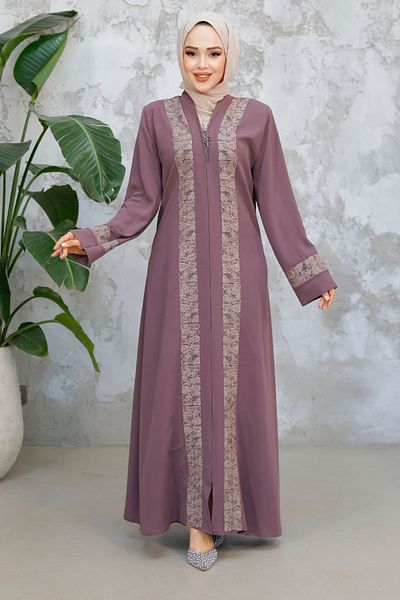 Neva Style Pattern Detailed Rose Dried Hijab Ferace 29112Gk