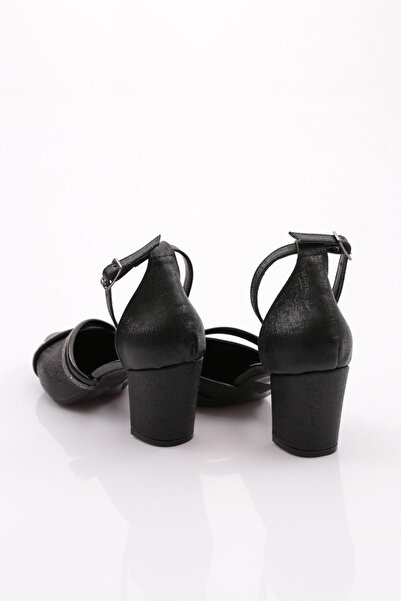 DGN Dg Women's Stone Decorated Ankle Strap Heeled Shoes Black Nova 217552328