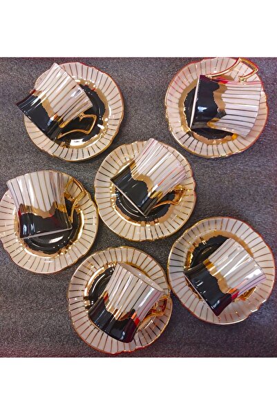 BY.RAYKA PORSELEN El Dekor Six Persons Coffee Cup Set