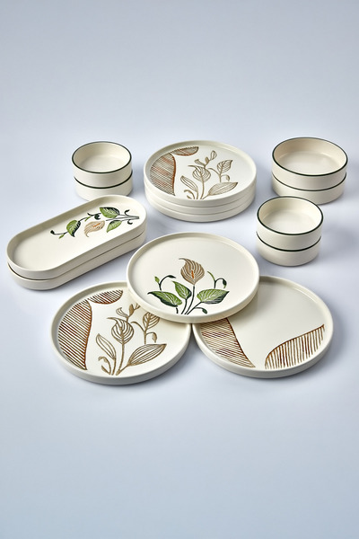 Kitchen Life Set de mic dejun stivuibil, 14 bucăți, pentru 6 persoane - Farfurie de prezentare pentru micul dejun