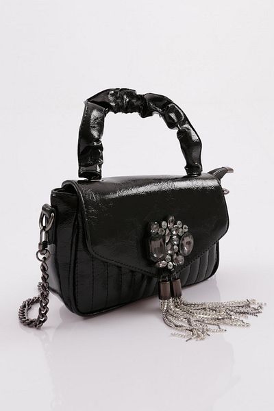 DGN Women's Freon Stone Black Patent Leather Crossbody Bag 29532856