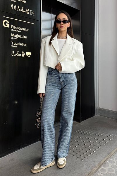 Nazliye Jean premium cu pietre