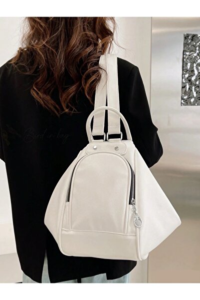 HONEY BAG Monca Multifunctional White Backpack, Hand and Shoulder Bag