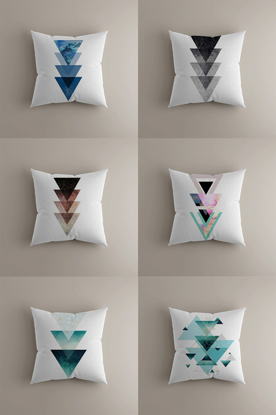 LadiesHome 6-пакет чорно-сірих двосторонніх наволочок із зигзагоподібним візе...