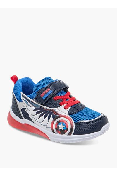 Marvel Captain America Print Light-Up Sneakers with Hook and Loop Closure