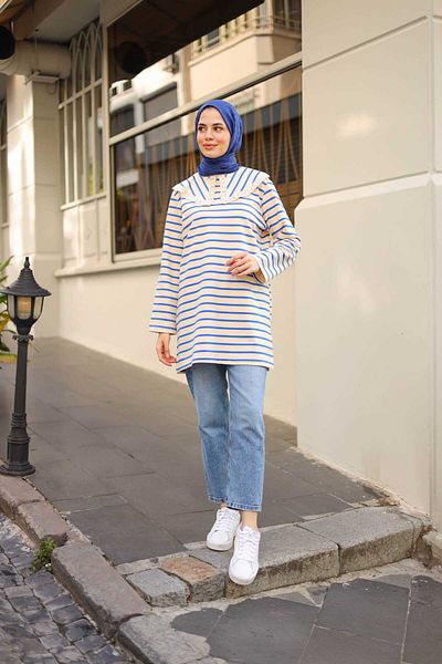 Lamazi Veil Lace Collar Cotton Women Tunic - Daily Use