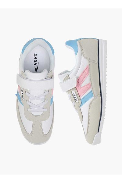 Dash Panelled Sneakers with Hook and Loop Closure