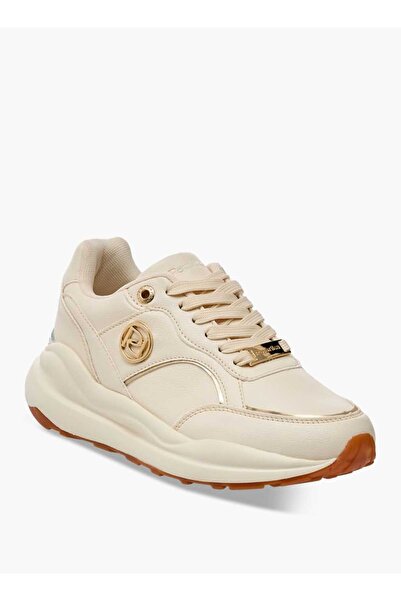 Paprika Panelled Sneakers with Metal Accent and Lace-Up Closure
