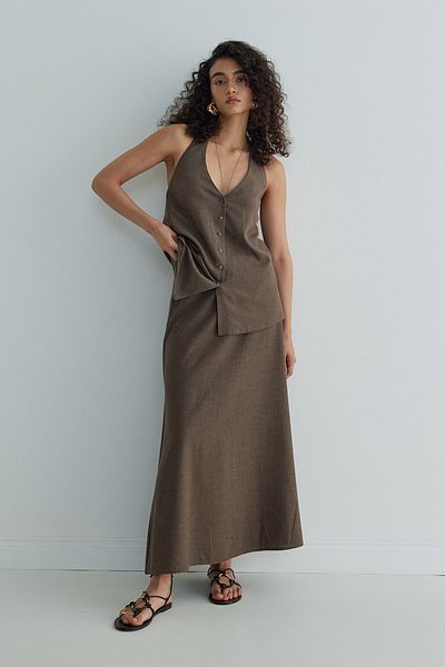 Suud Collection Φούστα Serena Brown Flared