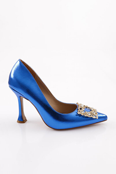 DGN 4502 Women's Pointed Toe Crystal Jewelled Buckle Goblet Heel Shoes