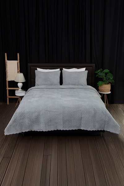 FAVORA Cuvertură de pat dublă Liena Wellsoft, cu două fețe, în 4 sezoane - gri
