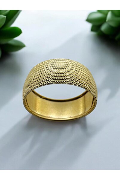 MaGold 8 Mm Kalın Bombeli Mat Düz 14 Ayar Altın Alyans Yüzük